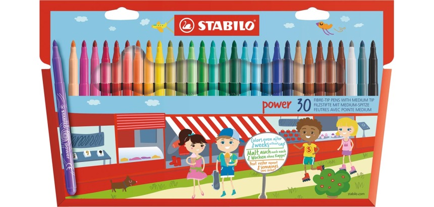 Viltstift STABILO power 280/30 assorti etui à 30 stuks