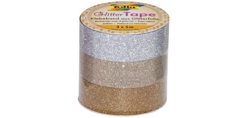 Glitter-Klebeband, 2x Rosa und 1x Violett