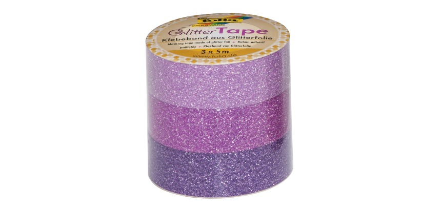 Decorative adhesive tape 'Glitter Tape', 2x pink and 1x purple