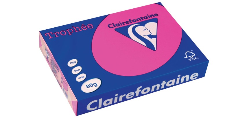 Clairefontaine Trophée Intens, colored paper, A4, 80 g, 500 sheets, fluorescent pink