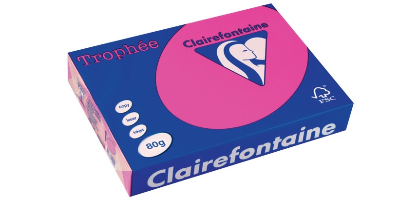 Clairefontaine Trophée Intens, colored paper, A4, 80 g, 500 sheets, fluorescent pink