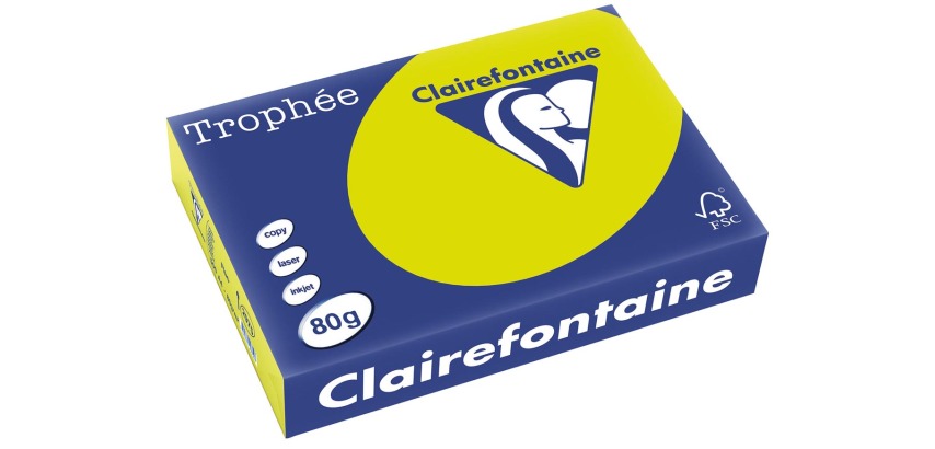 Clairefontaine Trophée Intens, colored paper, A4, 80 g, 500 sheets, fluorescent green