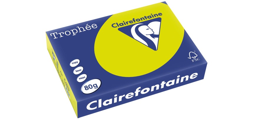 Clairefontaine Trophée Intens, papier couleur, A4, 80 g, 500 feuilles, vert fluo