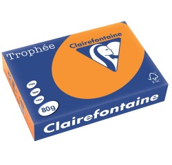 Clairefontaine Trophée Intens, papier couleur, A4, 80 g, 500 feuilles, orange fluo