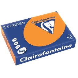 Clairefontaine Trophée Intens, papier couleur, A4, 80 g, 500 feuilles, orange fluo