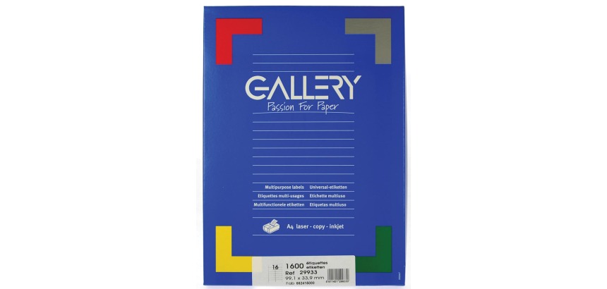 Gallery witte etiketten ft 99,1 x 33,9 mm (b x h), ronde hoeken, doos van 1.600 etiketten