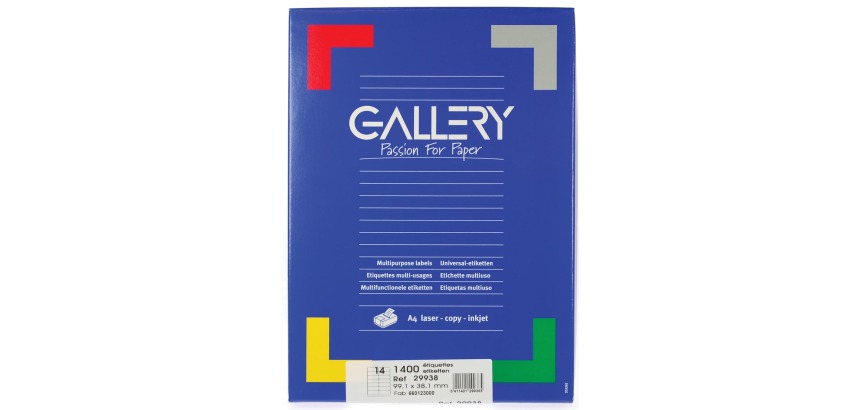 White label gallery, ft 99.1 x 38.1 mm (w x h), rounded corners, 14 per sheet