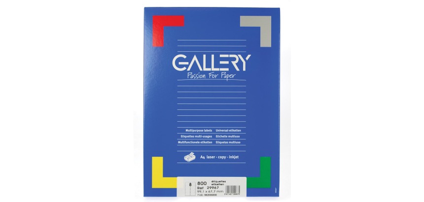 Gallery white labels, 99.1 x 67.7 mm (w x h), rounded corners, 8 per sheet