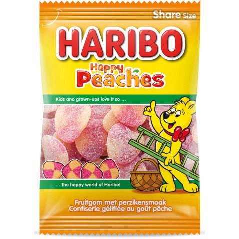 Bonbons Happy Peaches Haribo - Sachet de 185 g