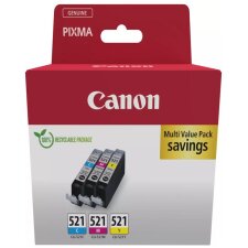 Canon inktcartridge CLI-521, 446 pagina's, OEM 2934B016, 3 kleuren