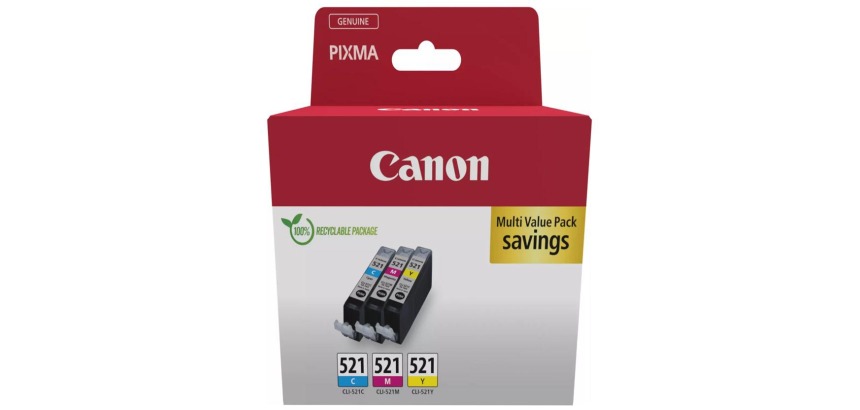 Canon Tintenpatrone CLI-521, 446 Seiten, OEM 2934B016, 3 Farben