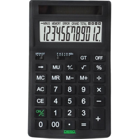 Desq calculatrice de bureau 30400, totalement sur énergie solaire, noir