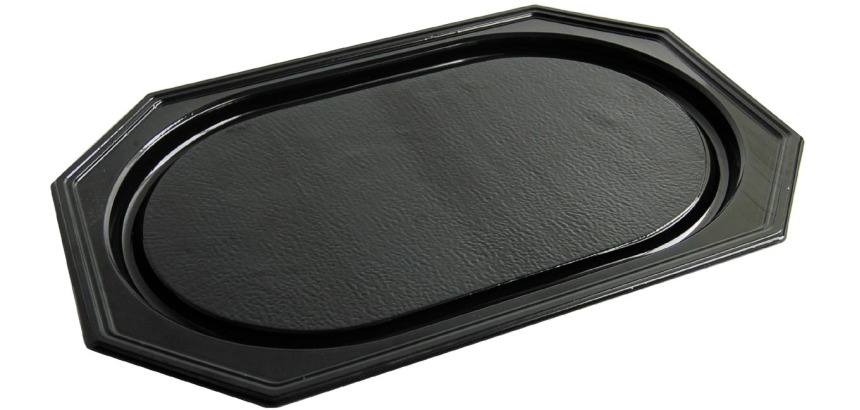 Plateau traiteur, en PET recyclé, ft 35 x 25 cm, noir, paquet de 10 pièces