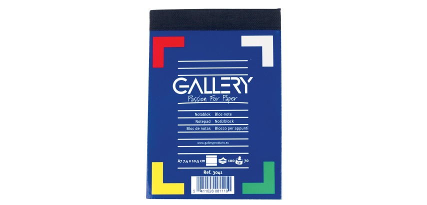 Gallery notebook, A7 size, lined, 60 g/m²