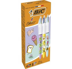 Bic Kugelschreiber 4 Farben Kawai, Schachtel mit 12 Stück, sortiert