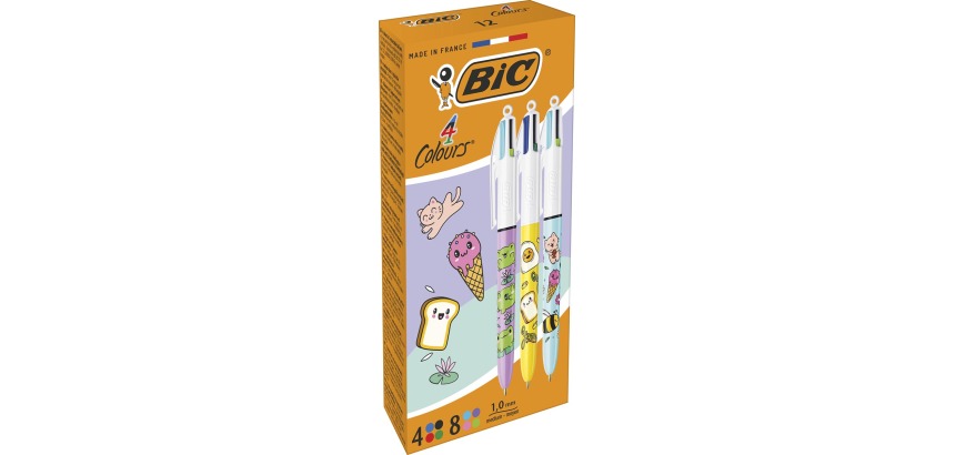 Bic 4-Color Kawai Ballpoint Pen, box of 12 pieces, assorted