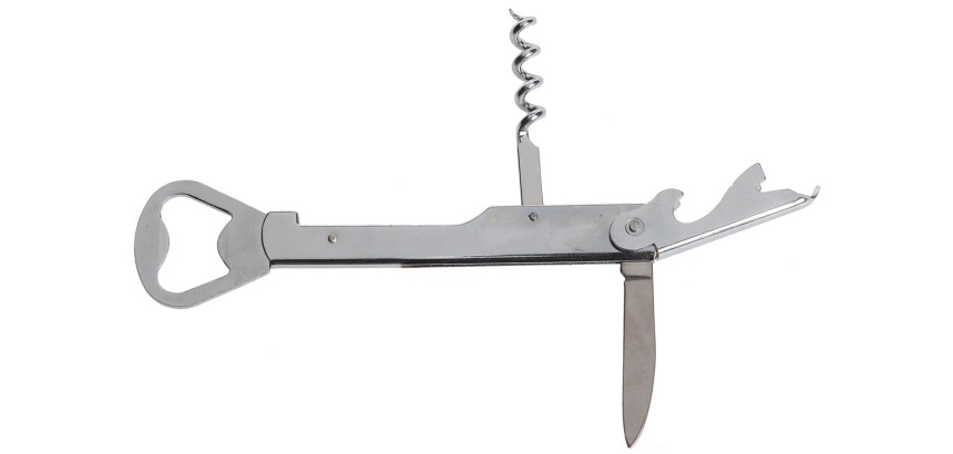 Cosy bottle opener/corkscrew, 14 cm, chrome