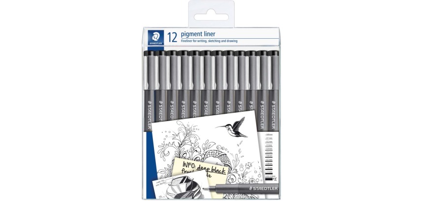 Staedtler Pigment Fineliner 308 black set 12 line widths