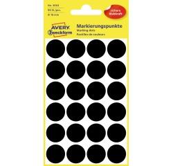 Etiquette Avery 3003 ronde 18mm noir 96 pièces