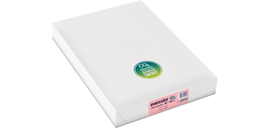 Clairefontaine Evercolor recycled colored paper, A3, 80g, 500 sheets, pink