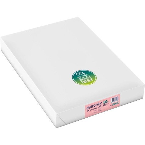 Clairefontaine Evercolor papier couleur recyclé, A3, 80g, 500 feuilles, rose