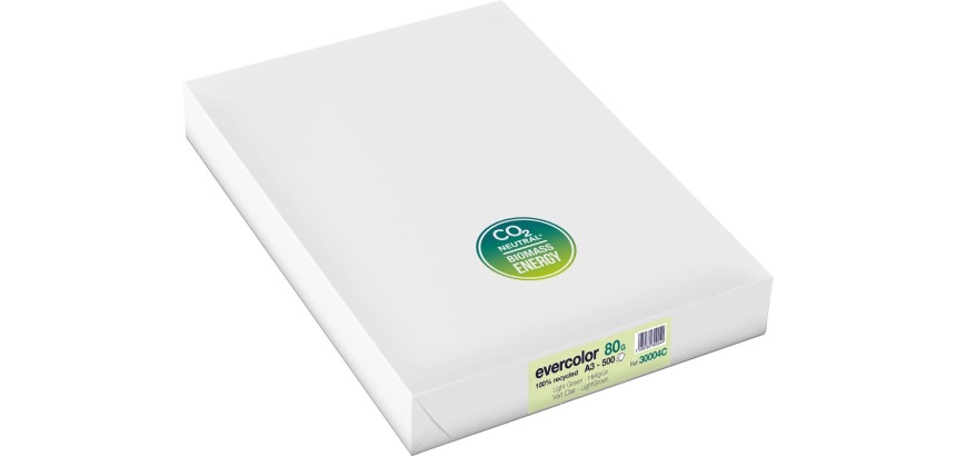 Clairefontaine Evercolor papier couleur recyclé, A3, 80g, 500 feuilles, vert clair