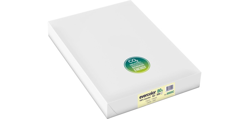 Clairefontaine Evercolor recycled color paper, A3, 80g, 500 sheets, yellow