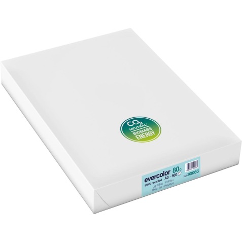 Clairefontaine Evercolor gekleurd gerecycleerd papier, A3, 80 g, 500 vel, helblauw