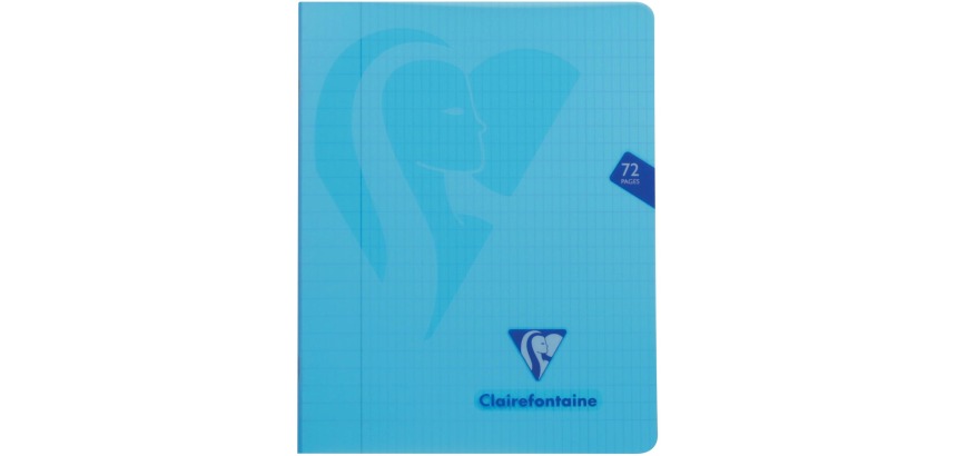 Clairefontaine schrift mimesys voor ft A5, 72 bladzijden, kaft in PP, geruit 4 x 8, geassorteerde kleuren