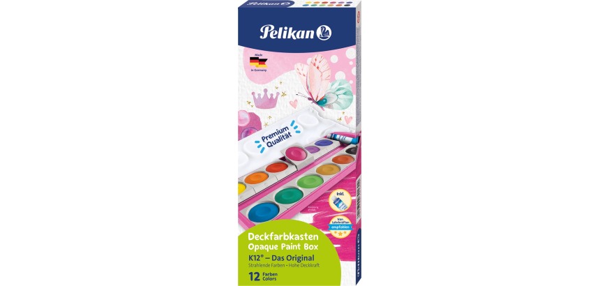 Pelikan boîte de couleurs gouaches 735/K12V, rose pailleté, 12 godets