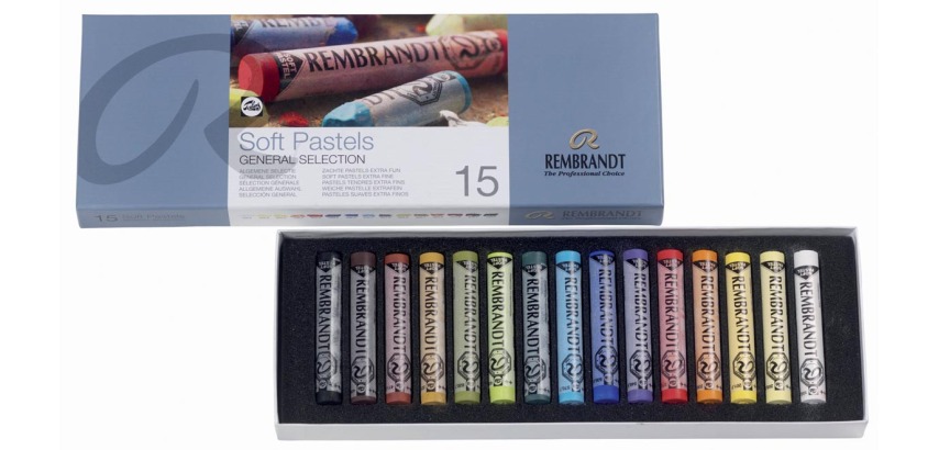 Rembrandt softpastels, doos met 15 pastels