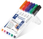 Staedtler whiteboard pen Lumocolor Pen, opstelbare box met 6 stuks in geassorteerde kleuren