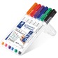 Staedtler whiteboard pen Lumocolor Pen, opstelbare box met 6 stuks in geassorteerde kleuren