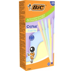 Bic stylo bille Cristal pastel, boîte de 20 pièces, assorti