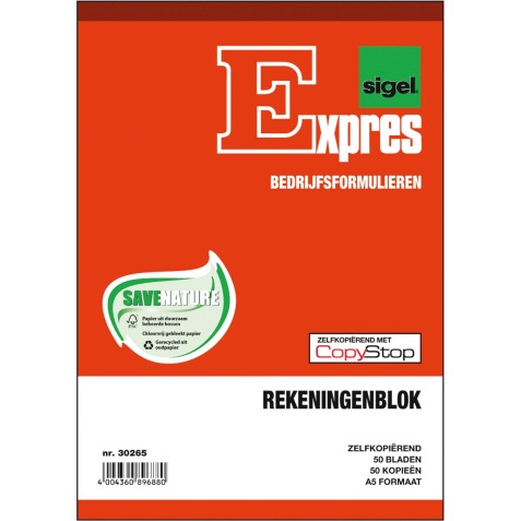 Sigel Expres rekeningblokken, ft A5, Nederlands, dupli (50 x 2 vel)