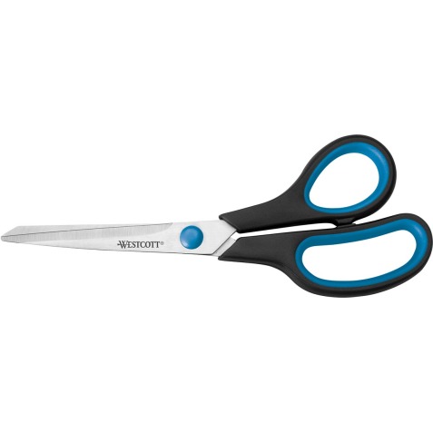 Westcott ciseaux Softgrip 20,4 cm, anneaux asymétriques, bleu/noir