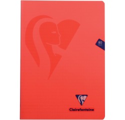Clairefontaine cahier mimesys pour ft A4, 80 pages, couverture en PP, quadrillé 4 x 8, couleurs assorties