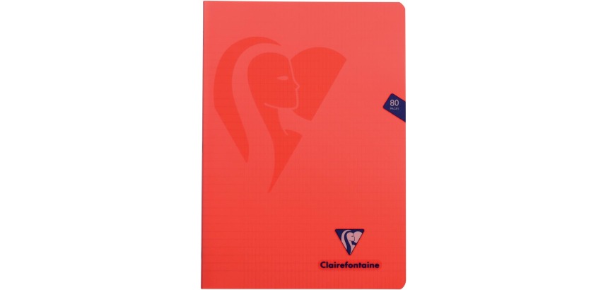 Clairefontaine cahier mimesys pour ft A4, 80 pages, couverture en PP, quadrillé 4 x 8, couleurs assorties