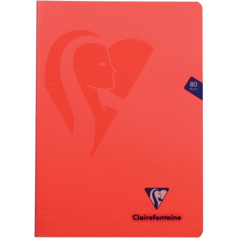 Clairefontaine cahier mimesys pour ft A4, 80 pages, couverture en PP, quadrillé 4 x 8, couleurs assorties