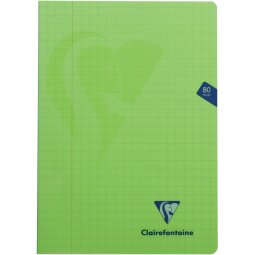 Clairefontaine schrift mimesys voor ft A4, 80 bladzijden, kaft in PP, geruit 10 mm, geassorteerde kleuren