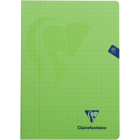 Clairefontaine schrift mimesys voor ft A4, 80 bladzijden, kaft in PP, geruit 10 mm, geassorteerde kleuren