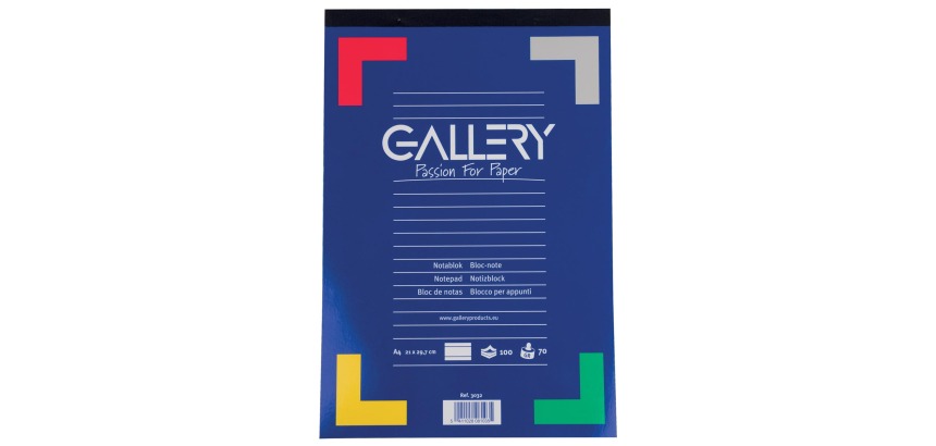 Gallery schrijfblok, ft A4, gelijnd, blok van 100 vel