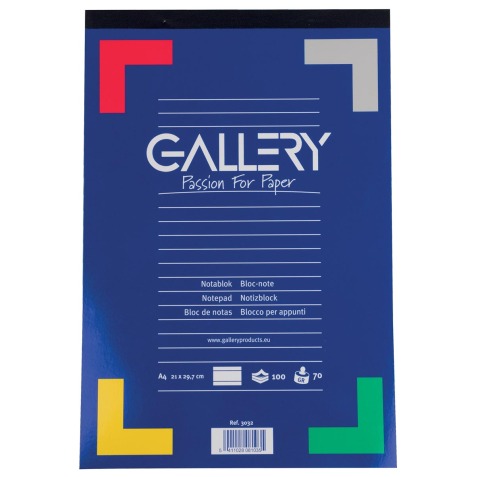 Gallery schrijfblok, ft A4, gelijnd, blok van 100 vel