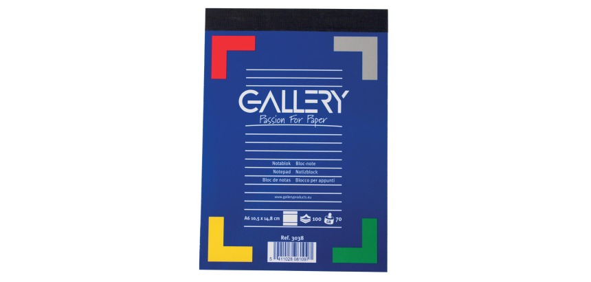 Gallery notitieblok, ft A6, gelijnd, blok van 100 vel