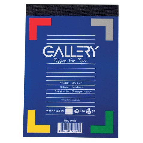 Gallery carnet de notes, ft A6, ligné, 70 g/m²