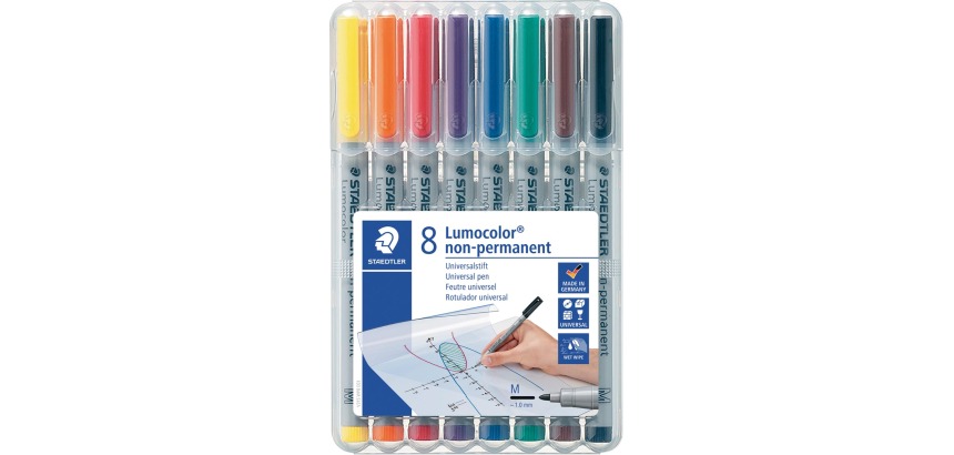 Staedtler Lumocolor 315, OHP marker, non-permanent, 1.0 mm, box of 8 pieces in assorted colors