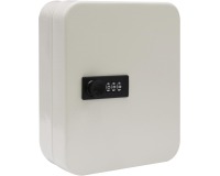 Key cabinet with combination lock, for 30 keys, white