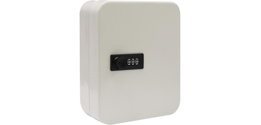 Key cabinet with combination lock, for 30 keys, white