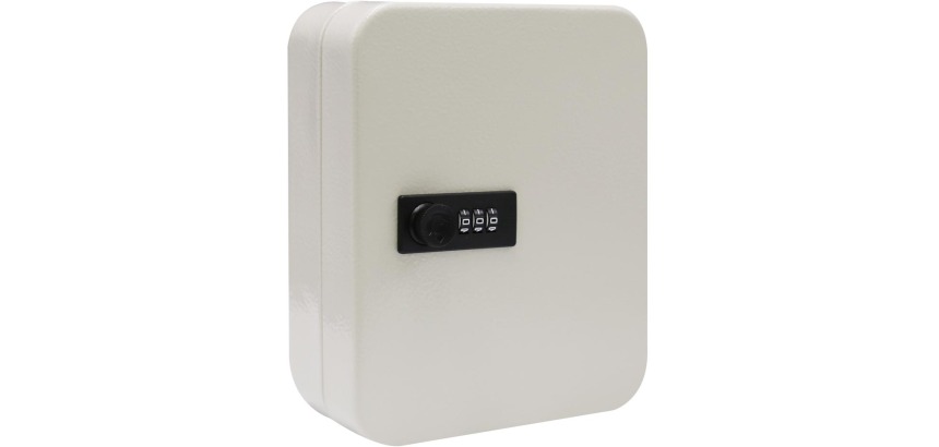 Key cabinet with combination lock, for 30 keys, white