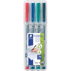 Staedtler Lumocolor 316, OHP-marker, non permanent, 0,6 mm, box van 4 stuks in geassorteerde kleuren